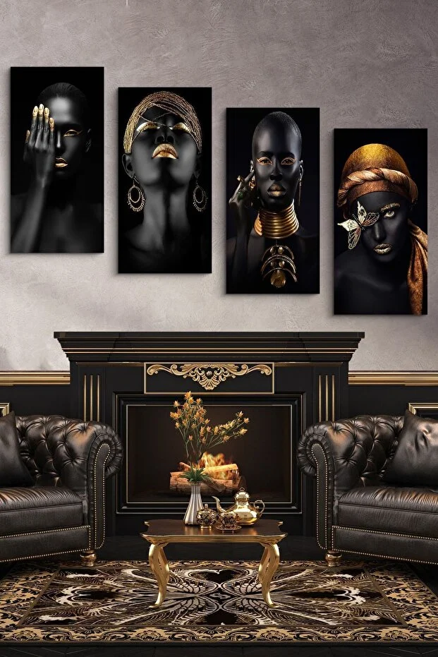 Afrikalı Kadınlar 4 Parçalı Mdf Tablo